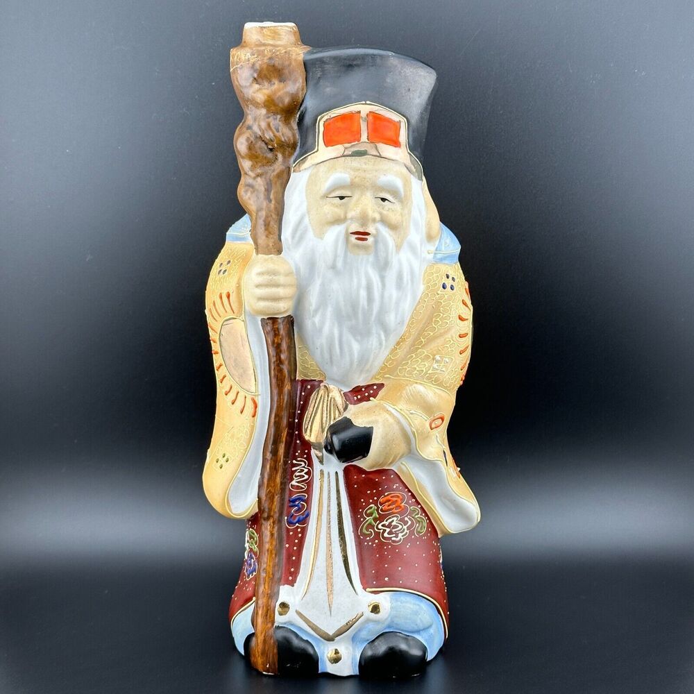 1960s Kamotsuru Sake Decanter Figurine Bottle Japan Good Luck God Statue 10" VTG